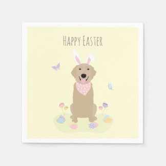 Happy Oaster Bunny Golden Retriever Serviette