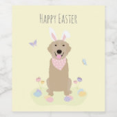 Happy Oaster Bunny Golden Retriever Weinetikett (Einzelnes Label)