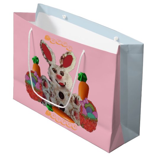 Happy Oaster Bunny Große Geschenktüte (Vorderseite Schrägansicht)
