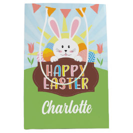 Happy Oaster Bunny Holiday Colorful Eggs Kid's Mittlere Geschenktüte