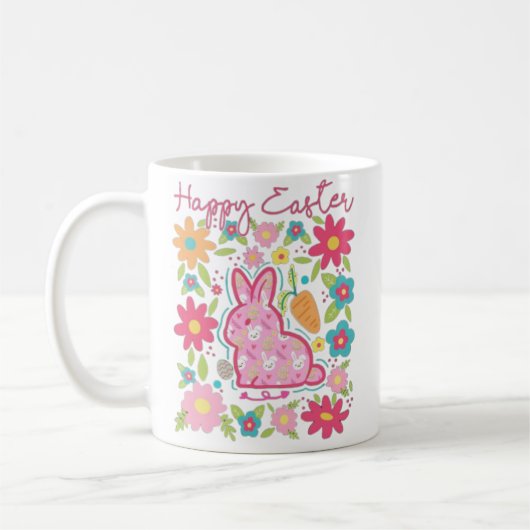 Happy Oaster Bunny Illustration Kaffeetasse (Links)