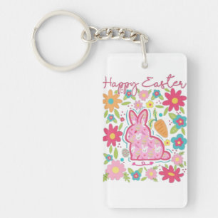 Happy Oaster Bunny Illustration Schlüsselanhänger