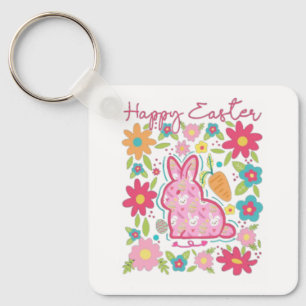 Happy Oaster Bunny Illustration Schlüsselanhänger