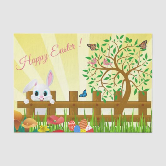 Happy Oaster Bunny Illustration Seidenpapier (Vorderseite)