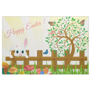 Happy Oaster Bunny Illustration Stoff