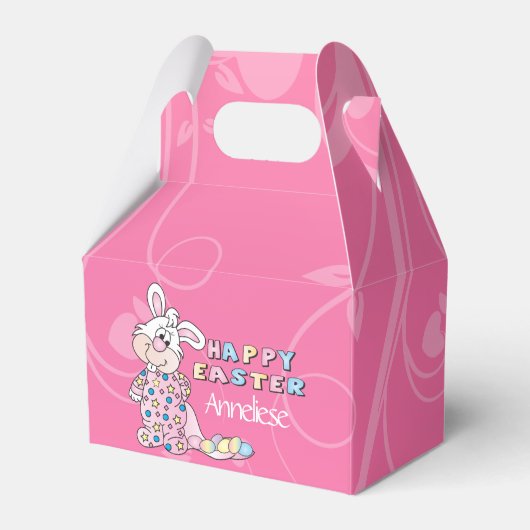 Happy Oaster Bunny in Hübsch rosa Gefallen Box Geschenkschachtel (Vorderseite)