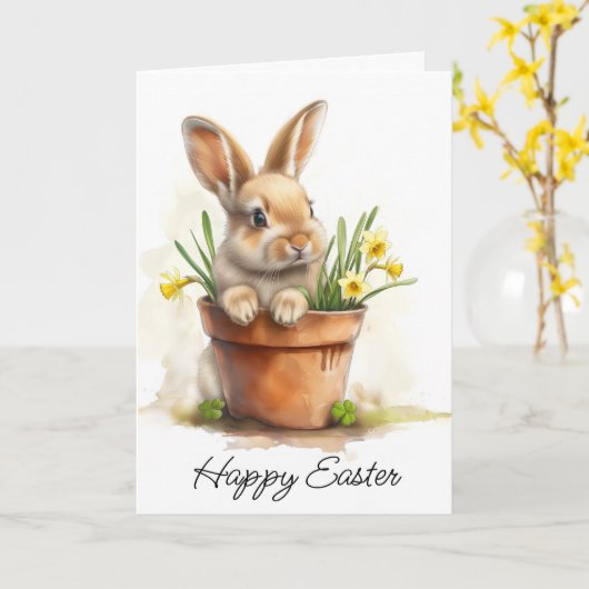 Happy Oaster Bunny Karte (Gelbe Blume)