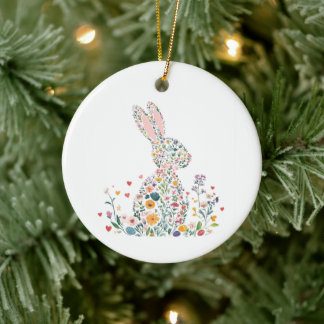 Happy Oaster Bunny Keramik Ornament