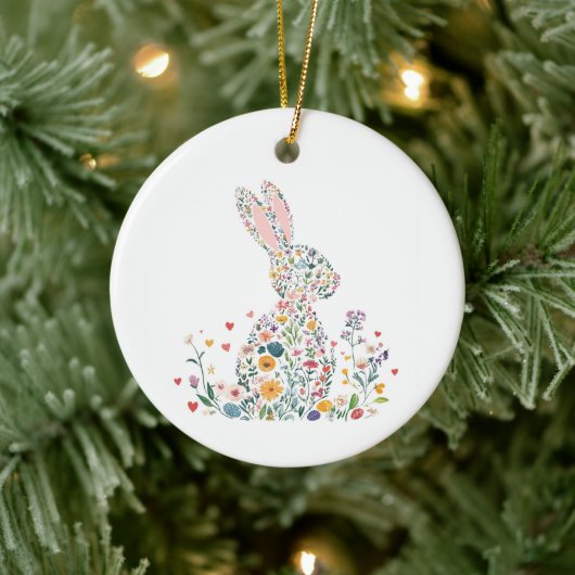 Happy Oaster Bunny Keramik Ornament (Baum)