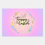 Happy Oaster Bunny Kontur Hübsch Pastel Geschenkpapier Set (Vorderseite 2)