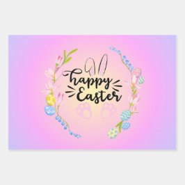 Happy Oaster Bunny Kontur Hübsch Pastel Geschenkpapier Set