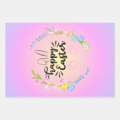 Happy Oaster Bunny Kontur Hübsch Pastel Geschenkpapier Set (Vorderseite 3)