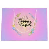 Happy Oaster Bunny Kontur Hübsch Pastel Große Geschenktüte (Vorderseite)