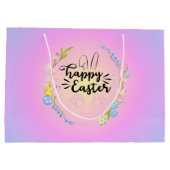 Happy Oaster Bunny Kontur Hübsch Pastel Große Geschenktüte (Rückseite)