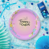Happy Oaster Bunny Kontur Hübsch Pastel Pappteller (Party)