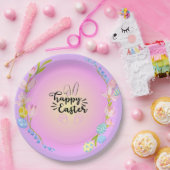 Happy Oaster Bunny Kontur Hübsch Pastel Pappteller (Party)