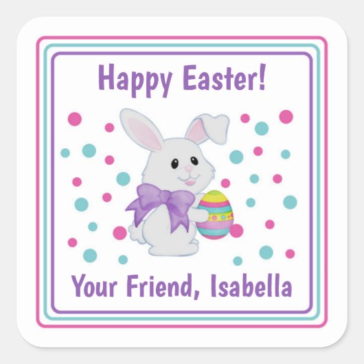 Happy Oaster Bunny Leckerei Bag Labels Quadratischer Aufkleber (Vorderseite)