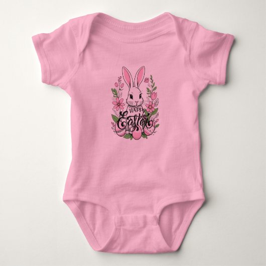 Happy Oaster Bunny (Light Pink) Baby Strampler (Vorderseite)