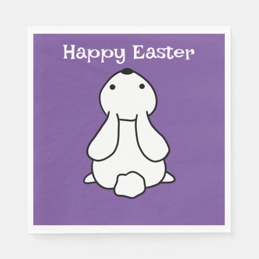Happy Oaster Bunny Lila Napkin Serviette (Vorderseite)
