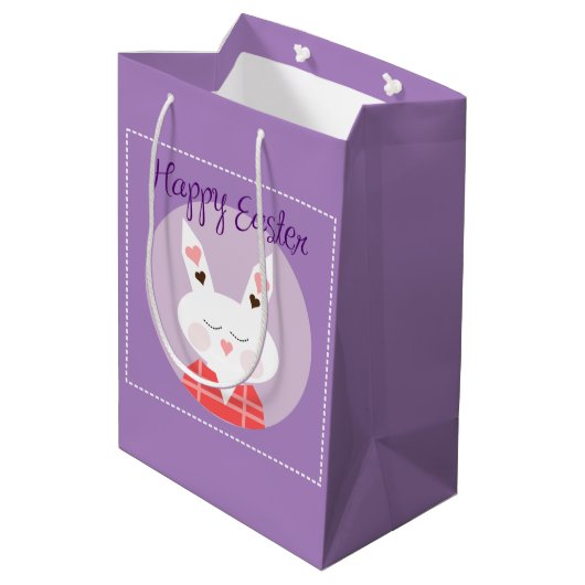 Happy Oaster Bunny Medium Geschenktasche Mittlere Geschenktüte (Rückseite Schrägansicht)