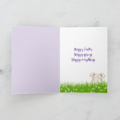 Happy Oaster Bunny mit Bonnet Feiertagskarte (Innenseite)