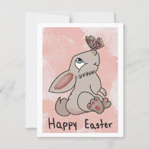 Happy Oaster Bunny mit Butterfly Postkarte