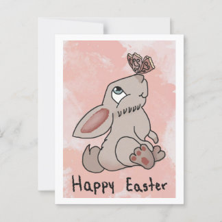 Happy Oaster Bunny mit Butterfly Postkarte