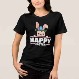 Happy Oaster Bunny mit Eiern Tri-Blend Shirt