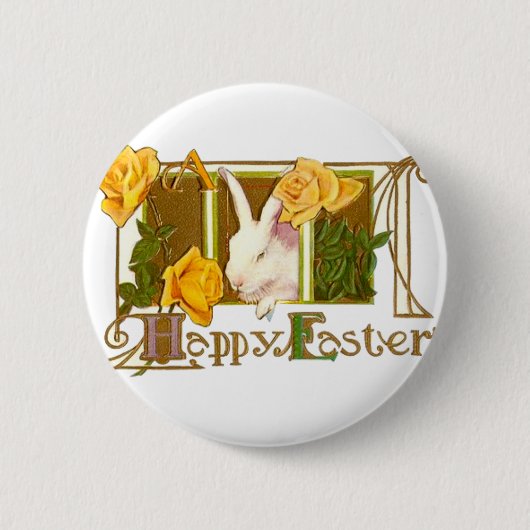Happy Oaster Bunny mit Gelben Rosen Button (Vorderseite)