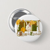 Happy Oaster Bunny mit Gelben Rosen Button (Vorne & Hinten)