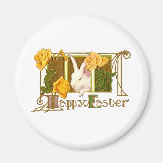 Happy Oaster Bunny mit Gelben Rosen Magnet (Vorne)