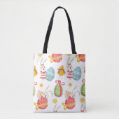 Happy Oaster Bunny mit Ostereiern Tasche (Vorderseite)