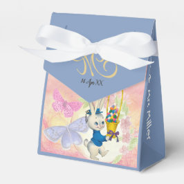 Happy Oaster Bunny Monogram Watercolor Blue Kids Geschenkschachtel
