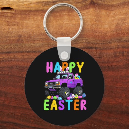 Happy Oaster Bunny Monter Truck Sonniger Wahnsinn Schlüsselanhänger (Vorderseite)