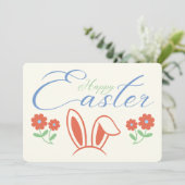 Happy Oaster Bunny Oar Blume Feiertagskarte (Stehend Vorderseite)