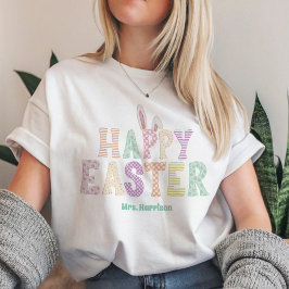 Happy Oaster Bunny Oars Lehrerin Name Typografie Tri-Blend Shirt