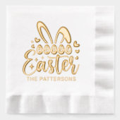 Happy Oaster Bunny Oars Personalisierter Name Servietten Mit Folie (Vorderseite)