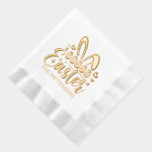 Happy Oaster Bunny Oars Personalisierter Name Servietten Mit Folie (Rechts)