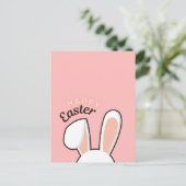 Happy Oaster Bunny Oars Pink Postkarte (Stehend Vorderseite)