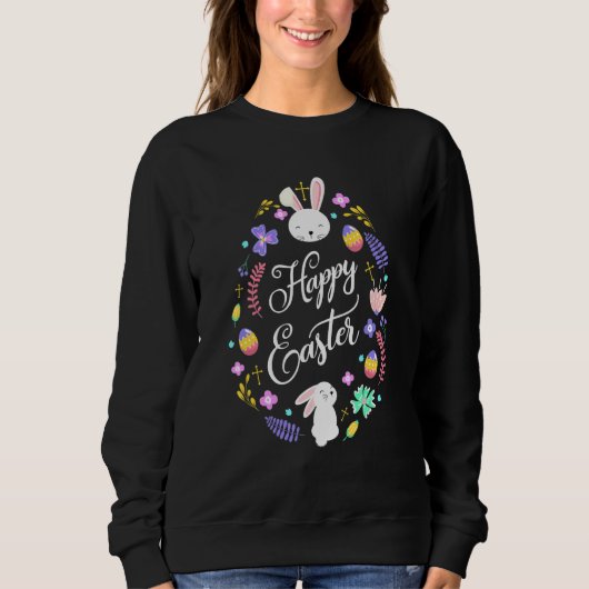 Happy Oaster Bunny Ostereier 1 Sweatshirt (Vorderseite)