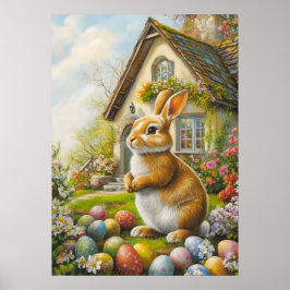 Happy Oaster Bunny Painting Poster