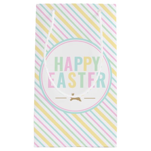 Happy Oaster Bunny Pastel Strip Kleine Geschenktüte (Vorderseite)