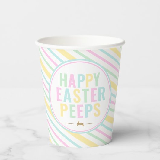 Happy Oaster Bunny Pastel Strip Pappbecher (Rückseite)