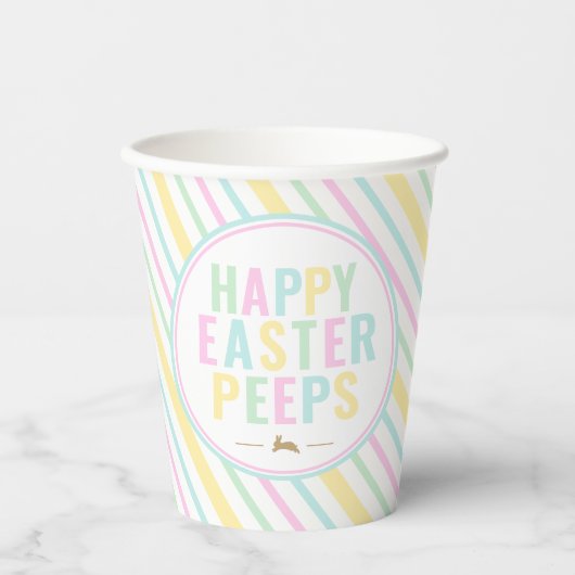 Happy Oaster Bunny Pastel Strip Pappbecher (Vorderseite)