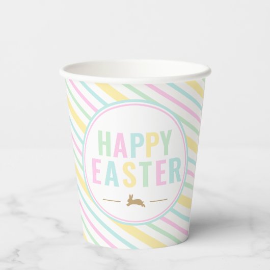 Happy Oaster Bunny Pastel Strip Pappbecher (Rückseite)