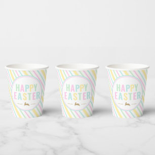 Happy Oaster Bunny Pastel Strip Pappbecher