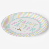 Happy Oaster Bunny Pastel Strip Pappteller (Schrägansicht)