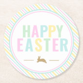 Happy Oaster Bunny Pastel Strip Runder Pappuntersetzer (Vorderseite)