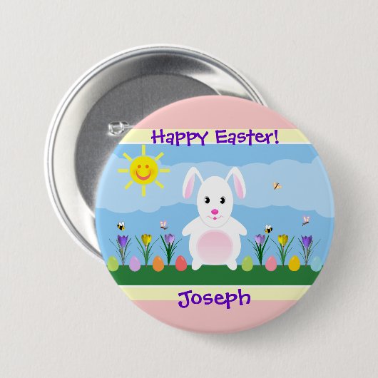 Happy Oaster Bunny Personalisiert Button (Vorne & Hinten)