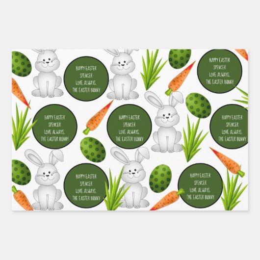 Happy Oaster Bunny Personalisiert Geschenkpapier Set (Vorderseite)